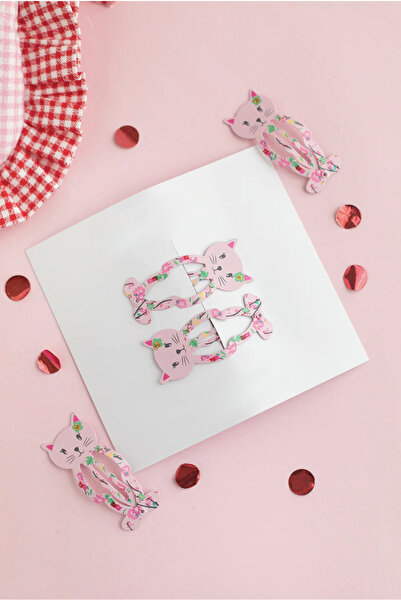 chipiques Pink Snap Buckle with Floral Cat Figure