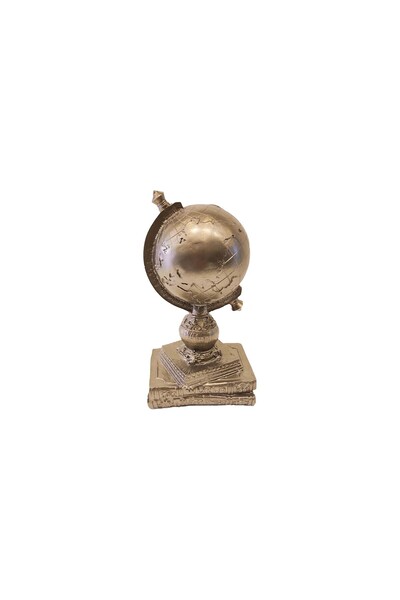 Storish Kitaplı Dünya Küre Biblo Bronz