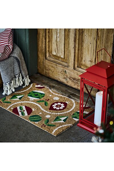 IKEA VINTERFINT Door mat, Christmas bauble patterned coir/multicolour, 40 x 60 cm