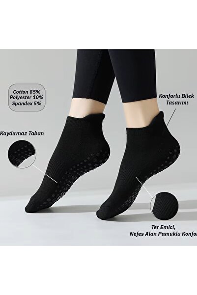 XTR Fitness Professional Non-Slip Sole Short Socks Set of 3 for Yoga and Pilates