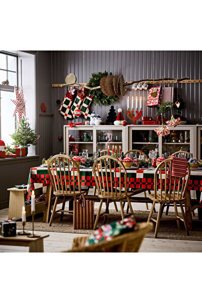 IKEA VINTERFINT Tablecloth, check pattern red/green, 145 x 240 cm