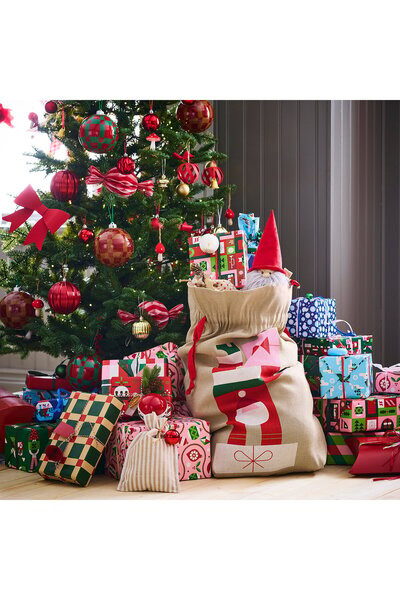 IKEA VINTERFINT Sack with string, Santa Claus pattern, 90 x 56 cm