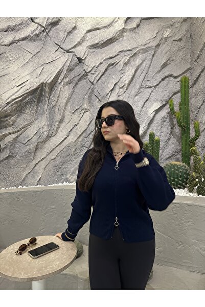 MODA Cardigan reversibil detaliu cu fermoar din tricotaj