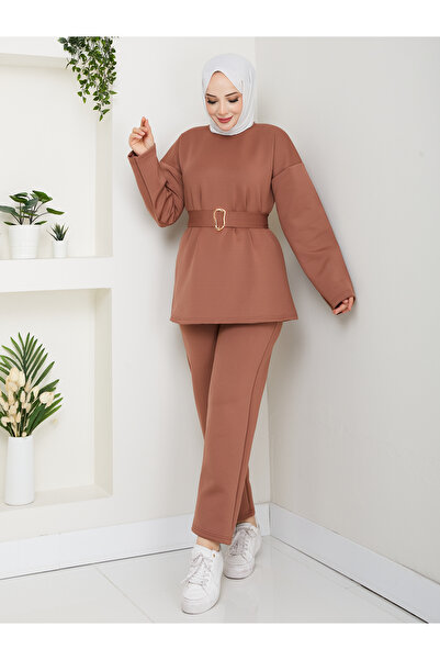 Wual giyim Belted Tracksuit Tunic Set