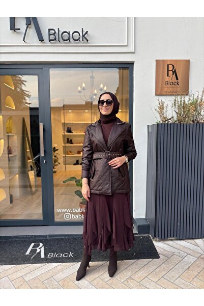 Venöve 26FWCEK0038 Nils Yaka Detay Kadın Ceket Kahve