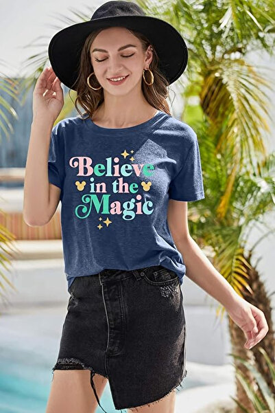 OEM Women's summer T-shirt, blue Believe in The Magic M