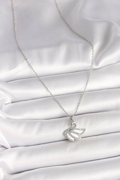 Skygo 316L Steel Silver Color Chain Zircon Stone Swan Model Women's Necklace - Tj-Bko9997