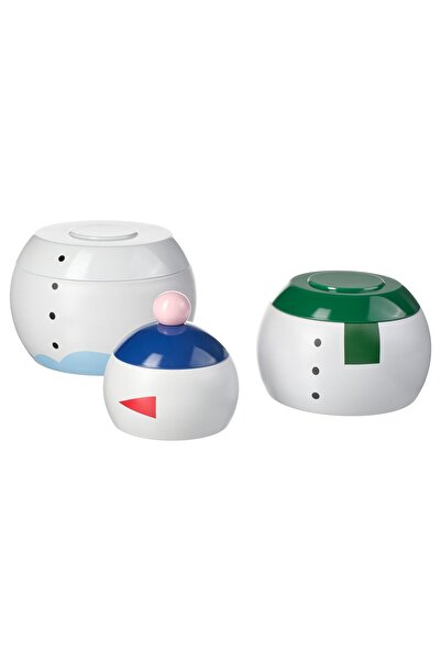 IKEA VINTERFINT Tin with lid, set of 3, snowman