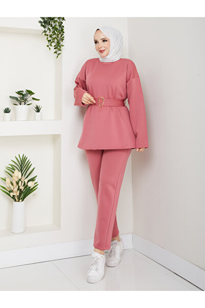 Wual giyim Belted Tracksuit Tunic Set