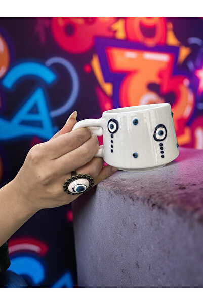 İlbay Çini Takı Cup Ring Drop Evil Eye
