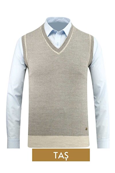 güncüoğlu V-Neck Steel Knit Men's Sweater