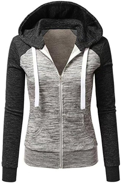 OEM Women's thick hoodie with zipper, 2 shades Grey S