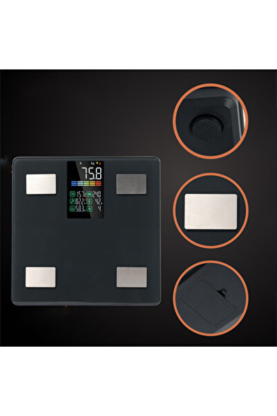 zola Smart analytical body scale, 8 indicators, LCD screen, Feelfit application, 226 kg, 30x30x3 cm, black