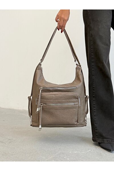 KIRASE New Stylish and Convenient Soft Leather Multi-Section Large Size Backpack and Shoulder Bag