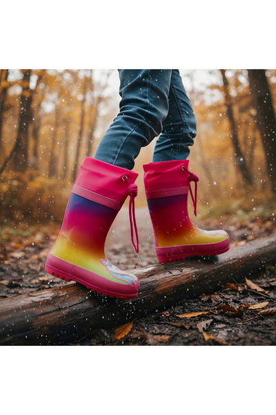 OEM Cizme de ploaie imblanite pentru copii, din cauciuc impermeabil, B214.B218