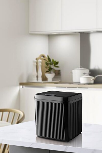 Comprox Coș de gunoi pătrat 5 LT „CAPAC MANUAL” NEGRU