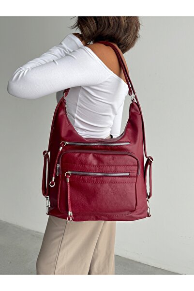 KIRASE New Stylish and Convenient Soft Leather Multi-Section Large Size Backpack and Shoulder Bag