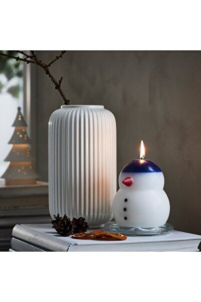 IKEA VINTERFINT Unscented pillar candle, snowman white, 12 cm