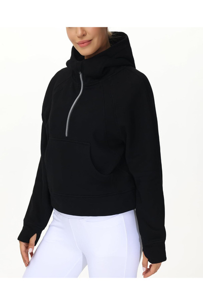OEM Women's thick hoodie with zipper, black M