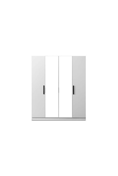 Storish Sardes 4 Kapaklı Aynalı Gardırop Beyaz