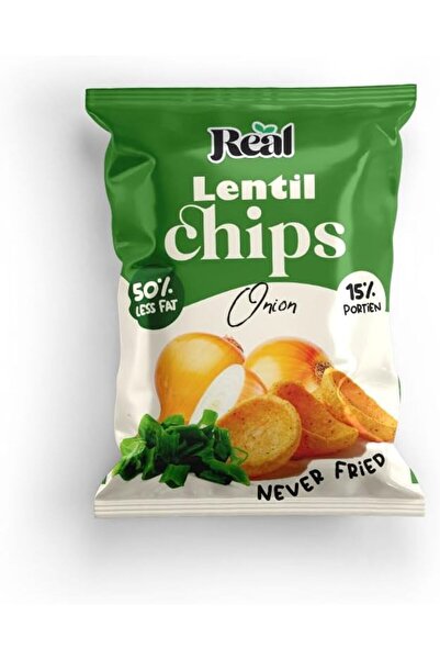 REAL رقائق البطاطس بنكهة العدس والبصل - غنية بالبروتين، غير مقلية، وجبة خفيفة...