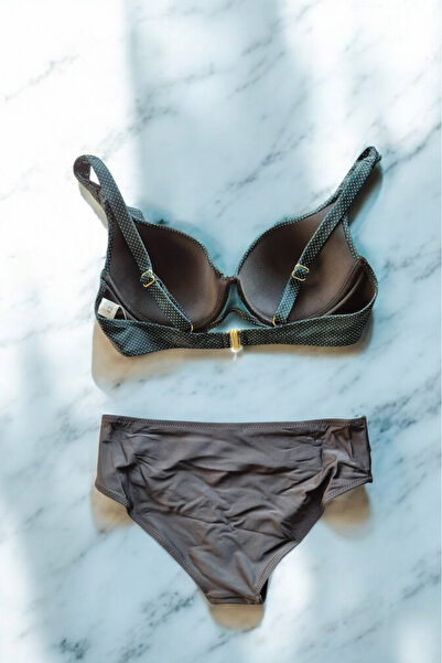 embody Costum de baie din 2 piese, slip clasic, mărime mare, buline negre/albastre lm0037