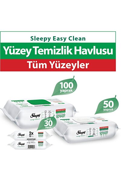 Sleepy Easy Clean Surface Cleaning Towel & Wipe 100+50+2X15 (180 Sheets)