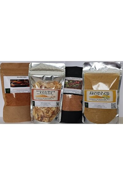 natural & gustos since 2021 set de condimente pentru grătar și bucătărie românească: Adobo 100g, fulgi de usturoi 100g, mix mici 250g,
