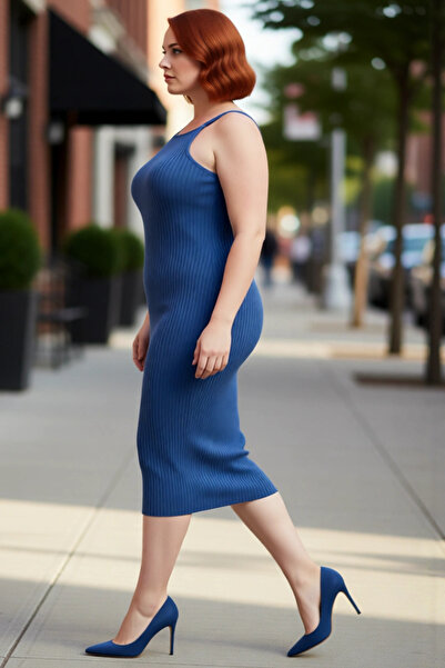 PayBuy Bodycon Cutout Μπλε αμάνικο φόρεμα μίντι μήκους F κοτλέ πλεκτό για γυν...