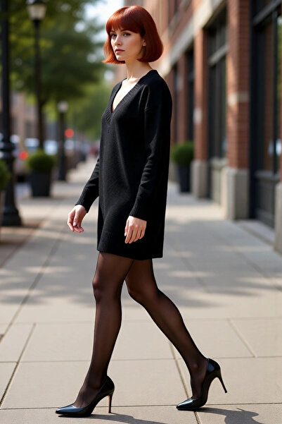 PayBuy فستان نسائي من التريكو بياقة على شكل حرف V وأكمام منخفضة، مثالي للإطلا...