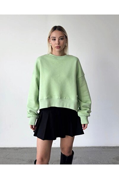 Vinales Дамска широка зелена блуза с отворена яка