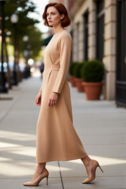 PayBuy Rochie de damă A Line croială Maxi cu mânecă lungă guler rotund din ma...