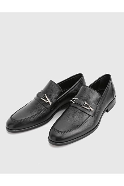 İLVİ Mile Genuine Floater Leather Black Men's Classic Shoes