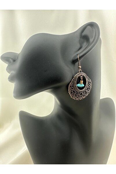 Tudivanyu Aksesuar Vintage Bohemian Style Antique Natural Stone Detailed Embroidered Women's Earrings