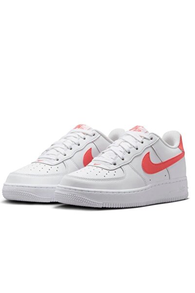 Nike Air Force 1 AF1 GS кожени унисекс маратонки с оранжев Swoosh, естествена кожа, ежедневни спортни обувки, бели
