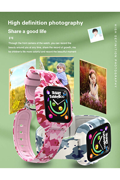 SMART TabbyBoo Kids GPS smartwatch 4G Camouflage, 1.4 inch, Pink