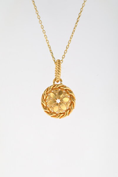 GÜMÜŞ DÜNYASI 925 Ayar Gümüş Altın Kaplamalı Mekik Desenli Kübbe Motifli Gurm...