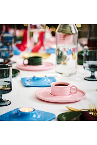 IKEA VINTERFINT Cup with saucer, pink, 7 cl