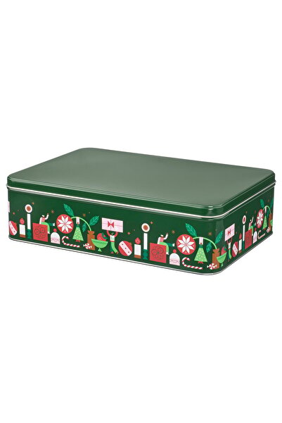IKEA VINTERFINT Tin with lid, green, 29 x 20 x 8 cm