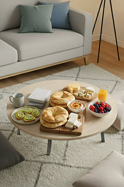 Zevahir Mobilya Dekorasyon Ahşap Mermer Desenli Metal Katlanır Ayaklı Kamp Ba...