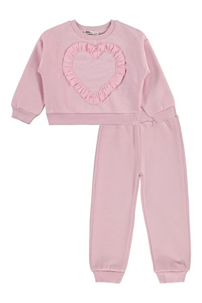 Civil Girls Kalp Printed 2-5 Years Old Tracksuit Set - Powder4-5 Years Old