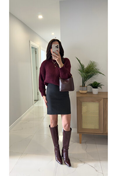 BİRCANÇİL Tosla Anthracite Short Skirt