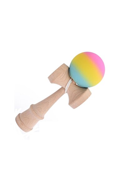 lumixauto Professional Beech Wood Kendama 18 cm, 160 g with 80 g Ball, Sticky Matte Rainbow Fade