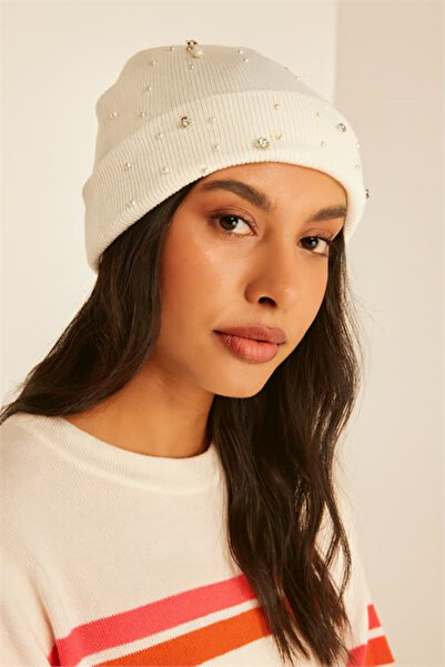 Dipmoda Women's Stone Embroidered Knitwear Beanie Dpaks025