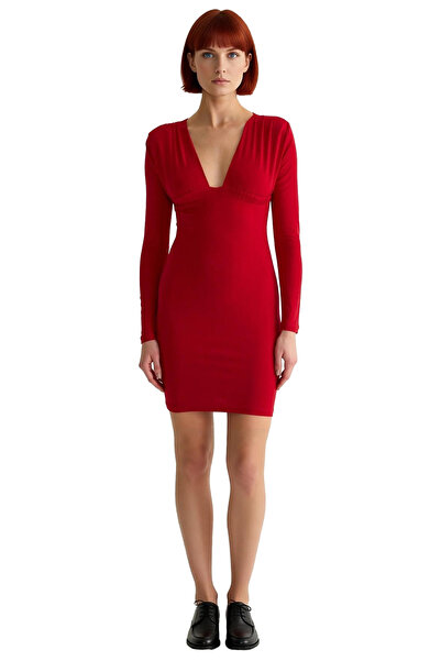 PayBuy Women's Long Sleeve V-Neck Body-Hugging Mini Dress Stylish Ideal for Evening Events Bodycon Cut