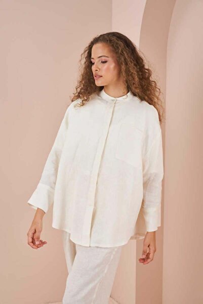 Mevra oversized Σετ παντελόνι με τζάκετ και τουνίκ παντελόνι εκρού