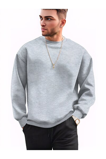 MODAVİBE سويت شيرت برقبة دائرية للجنسين – 2 خيوط من نسيج القطن والبوليستر مبط...