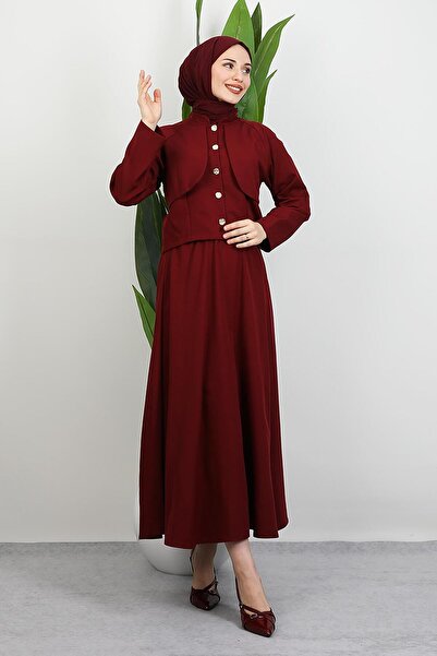 GİYZAMİLA Σετ φούστας Feris με μπορντό χρώμα