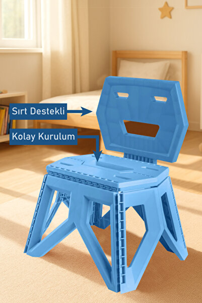 Blooma Katlanabilir Çocuk Kamp Sandalyesi Lüx Sert Plastik Çocuk Koltuğu Mama Sandalyesi