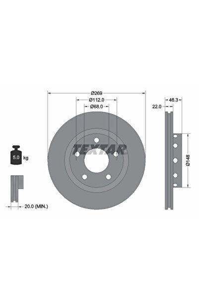 TEXTAR Set Discuri Frana Audi A8 D2/A8 D3 1994-2003
